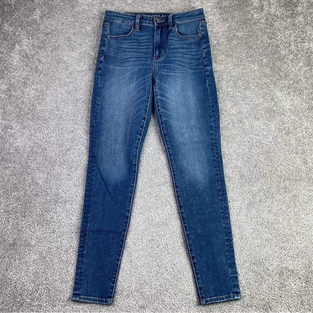 American Eagle Jegging Women's 2 Blue Skinny Mid-Rise Dark Denim Stretch